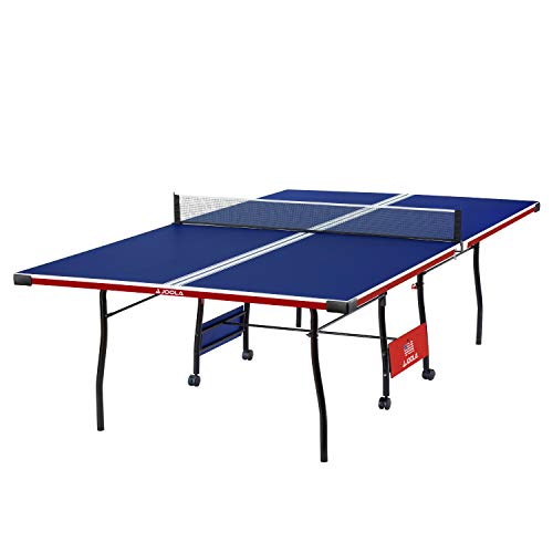 JOOLA Indoor 15mm Ping Pong Table with Quick Clamp Ping Pong Net Set - Single Player Playback Mode - Regulation Size Table Tennis Table - Compact Storage Ping Pong Table - color: Americana