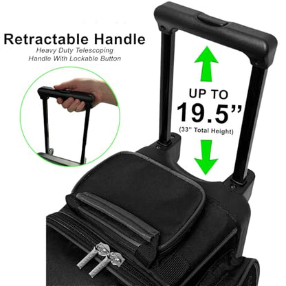Pyramid Path Pro Deluxe Single Roller Bowling Bag With Separate Shoe Compartment (Up To US Mens Size 11), 2 Large Accessory Pockets, Padded Foam Ball Insert, Lifting Handles and Locking Square Handle - color: Pro Royal Blue/Silver