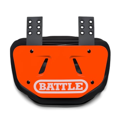 Battle Sports Football Back Plate – Hard Shell Lower Back Protector with Contoured Foam for High-Impact Protection for Youth, Kids and Adults - color: Orange, size: Youth