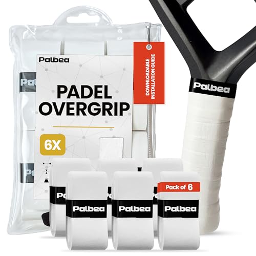 Palbea Padel Racket Grip Tape - Packs of 3/6/12/22/60. Padel Tennis Racket Grip Tape - Padel Tennis Grips Overgrip for Sweat Absorption & Non-Slip. Also Suitable as Tennis Racquet Grip Wrap Tape. - style: 6-Pack White