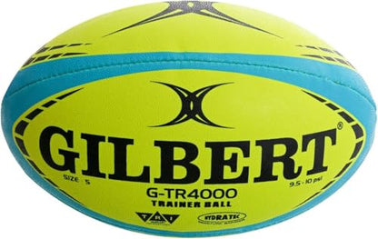 Gilbert G-TR4000 Rugby Training Ball – Hand Stitched with Patented Triangular Grip – Durable 3-Ply Waterproof Surface for College & Club Practice - color: Black, size: 4