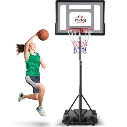 Kids Basketball Hoop Outdoor - 33 inch Backboard, 70-84in Adjustable Height, Portable Basketball Hoops & Goals for Kids/Teenagers/Youth in Backyard/Driveway/Indoor - Fillable Base