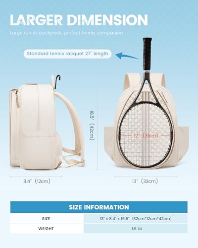 Tennis Bag, Quilted Tennis Sling Crossbody Backpack, Water Resistant Tennis Racket Bags for Women Men, Suitable for Pickleball Tennis Badminton