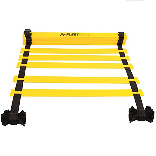 Crown Sporting Goods Fleetfoot Speed & Agility Training Ladder – 6, 10, 16, or 20 Rung Rope Equipment for Athletic Footwork & Sports Drills