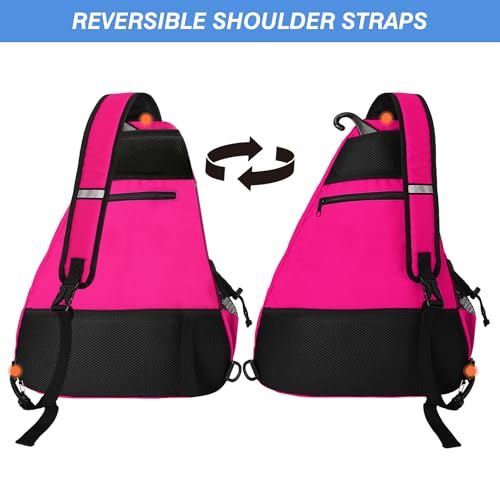 WOLT Pickleball Bag,Crossbody Sling Bags for Women Men,Pickleball Backpack with Fence Hook for Tennis, Racketball - color: Pink