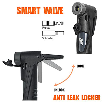 BV Mini Bike Pump Portable Frame Pump, Shock Pump for Bike Shock, Air Ball Pump Inflator with Ball Pump Needles, Mini Pump Fits Presta & Schrader- Smart Valve - style: Mini Pump