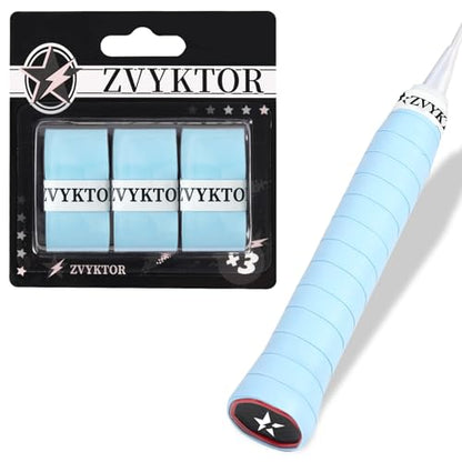 Tennis Racket Grip Tape, Ultra Thin Tacky Tennis Overgrip for Sweat Absorption & Control – Durable Anti-Slip Replacement Grip for Tennis, Badminton & Pickleball (3 Pack) - color: BLUE