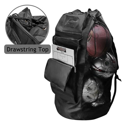 Professional Large Meshes Ball Bags with Shoulder Strap Soccer Meshes Equipment Ball Bags Basketball Gear Storage Backpack with Adjustable Padded Shoulder Strap
