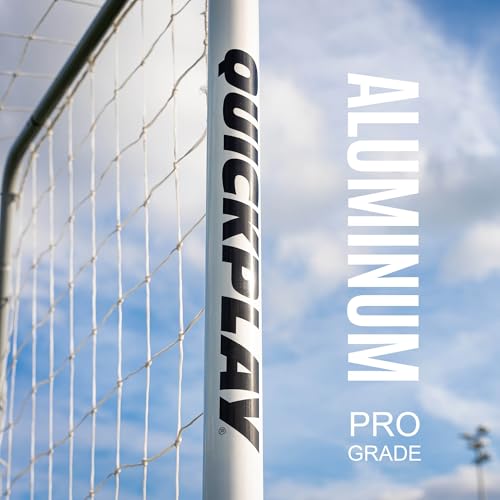 QuickPlay Pro Alu Match60 Portable Aluminum Soccer Goals for Backyard Training - Folding Soccer Goals with 3mm Net for Kids, Teams and Match Play