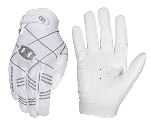 Seibertron B-A-R PRO 2.0 Signature Baseball + Softball + Teeball Batting Gloves Super Grip Finger Multiple 11 Sizes + 5 Colors Available Fit Adult Youth Kids Boys Girls Mens Women - color: white, size: L Youth