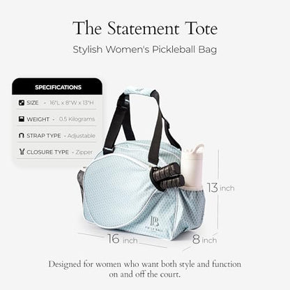 Pik’le’Ball Sport Premium Women's Pickleball Bag – Stylish and Versatile Sports Bag with Water Bottle Holder, Padded Paddle Pocket, and Spacious Design (fits 2+ Paddles!) - color: Classy Sage