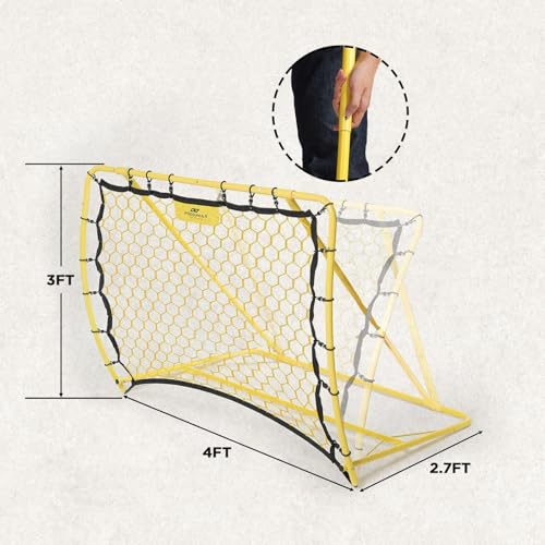 Soccer Rebounder Net, 2 Angle Soccer Bounce Back Net for Control, Passing Practice Training, 4x3ft Excellent Elasticity Rebound with Carry Bag, Portable for Teens & Adults