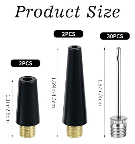 34 Pcs Bicycle Pump Needle, Ball Inflator Needles for Balls with Pump Needles, Universal Inflating Adapters for Bicycles, Sport Balls, Inflatables