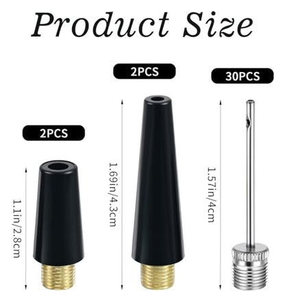 34 Pcs Bicycle Pump Needle, Ball Inflator Needles for Balls with Pump Needles, Universal Inflating Adapters for Bicycles, Sport Balls, Inflatables