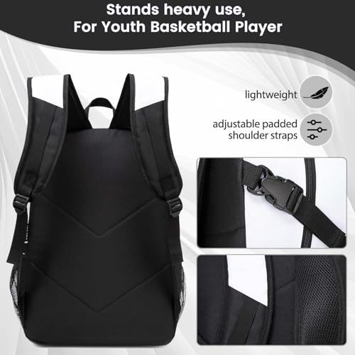 Basketball Backpack - Large Sports Equipment Bag with Ball Holder & Shoe Compartment for Basketball. (white) - color: White