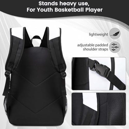 Basketball Backpack - Large Sports Equipment Bag with Ball Holder & Shoe Compartment for Basketball. (white) - color: White