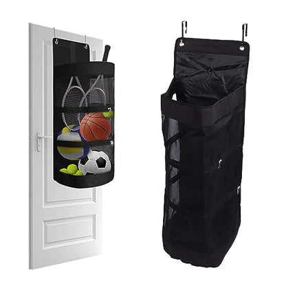 Door Sports Equipment Storage Bag Convenient Hanging Ball for Soccer Basketball Volleyball Tennis, Multifunctional Storage for Sports Enthusiasts and Families
