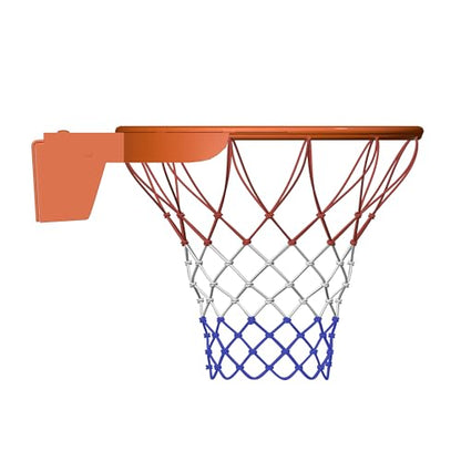 THUNDERBAY 18 inch Standard Double Spring Flex Reinforced Wall Mounted Basketball Rim, Two Nylon Nets Include One Nightlight Basketball Net - style: Basketball Rim with 1/2" Net Steel Braces