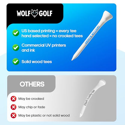 Personalized Custom Golf Tees - Choose Font and Color - Gift Set - Sets of 50, 100 or 200 Tees