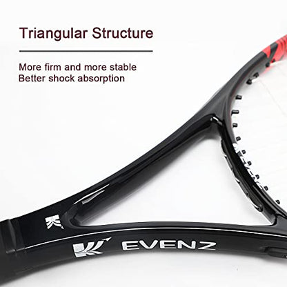 KEVENZ Tennis Racket for Adults, Tennis Racquet with Carring Bag, Carbon Fiber, Light Weight and Shock Resistant, Orange