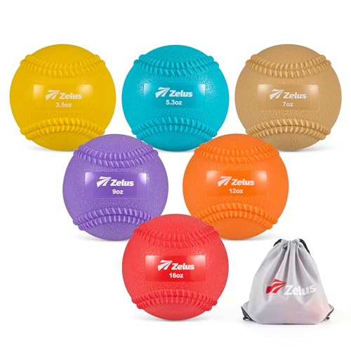ZELUS Weighted Baseball Set with Seams for Hitting Pitching, Plyometric Baseballs with Carry Bag, Variable Weighted Balls for All Skill Levels - color: Foundation Training(6 Pack)