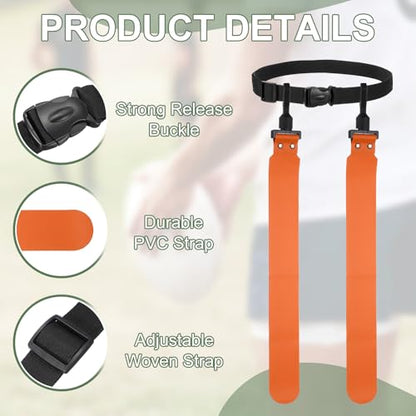 Flag Football, Adjustable Flag Football Belts with Belt and Flags Easy Tear Away - color: Orange Red