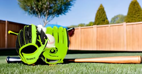 PHINIX Baseball Glove Tee-Ball Mitts for Kids Play & Training 8.5"-9" - color: Yellow with Ball, size: 8.5"