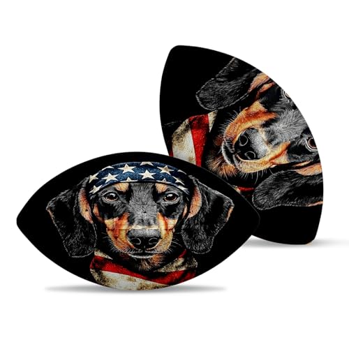 American Football, Official Size 11.9 x 7.3 Inch, Premium Composite Leather High-Grip Ball with Pro-Style Lacing, Unique Prints for Training, Games & Gifts - color: Flag Dog