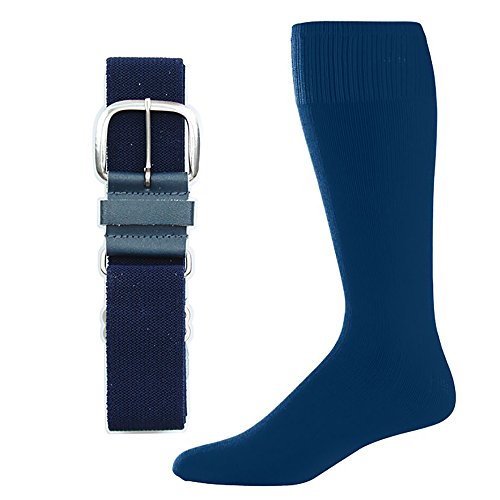 SteelLocker Baseball/Softball Belt & Sock Combo - color: Navy, size: Small (Youth 12-5, Ladies 4-7)
