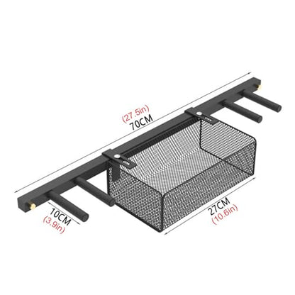 2-in-1 Wall-Mounted Ball & Racket Holder, Metal Sports Equipment Organizer for Boys' Bedroom, Studio, Garage - Badminton & Ping Pong Paddle Display Stand
