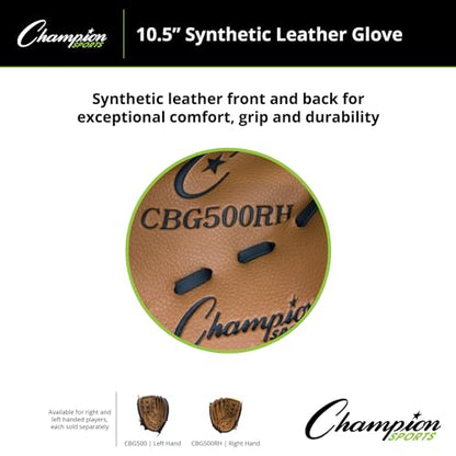 Champion Sports Catcher's Mitt - Synthetic Leather | Deep Pocket and Scoop Toe Design | Adjustable Wrist Strap Closure | Youth Size: 32" | Regular Fit