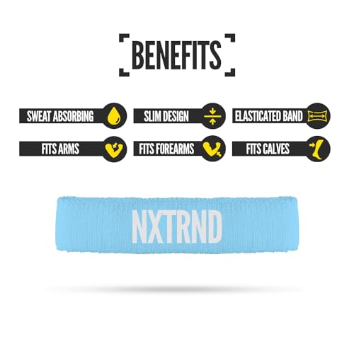 1 Pair Nxtrnd Bicep Bands, Sweat-Absorbent Arm Sweatbands, Football Accessory - color: Columbia Blue
