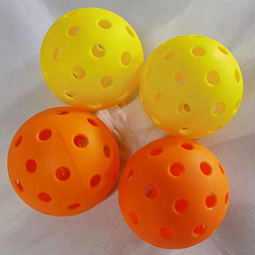 Mike Indoor Sports Pickleball Balls, Specifically Optimized Design Pickleball Balls, Flight Trajectory is Stable, 4 Yellow Balls and 4 Orange Balls Pack of 8 with A Mesh Bag