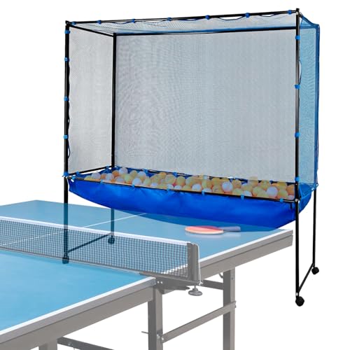 Extra Wide Table Tennis Ball Catch Net, Floor Standing Practice Net with Wheels, Durable Ball Recycling Collector for Multi-Ball Training, Table Tennis Accessories & Serve Practice