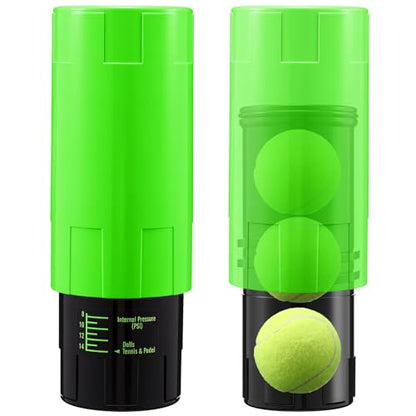 Soulchen Tennis Ball Pressurizer - Tennis Ball Storage Canister Holds 3 Balls Under 14 Psi Pressure, Reusable Stuff for Bounce Retention, Lightweight & Durable - color: Green