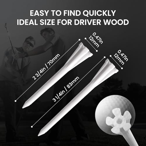 FINGER TEN Golf Tees Plastic Unbreakable Easy to Find Bulk Value 200/500/1000 Count, 2 3/4 3 1/4 Inch Tee Driving Range Reduce Friction, Green Red White USA Flag Practice - color: White, size: 500 Count (3 1/4 Inch)