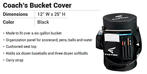 Easton | Coaches Bucket Organizer | Slip Over Cover | Baseball/Softball | 5 Gallon & 6 Gallon Options