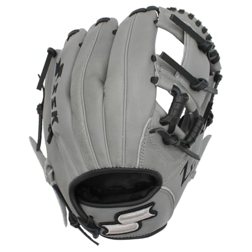 SSK Z5 Craftsman Youth Baseball Glove – 10.5” – 11” – 11.25” – 11.5” Right & Left Hand Throw - color: Grey/Black - I Web, size: 11" - Right Hand Throw