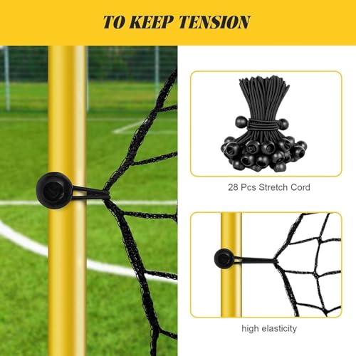Volleyball Rebounder Net – Polyester 7x4ft | Volleyball Rebound Net Replacement with 28 Elastic Loops | 1.5-Inch Mesh Target Webbing for Baseball Soccer Tennis Training and Daily Outdoor Use
