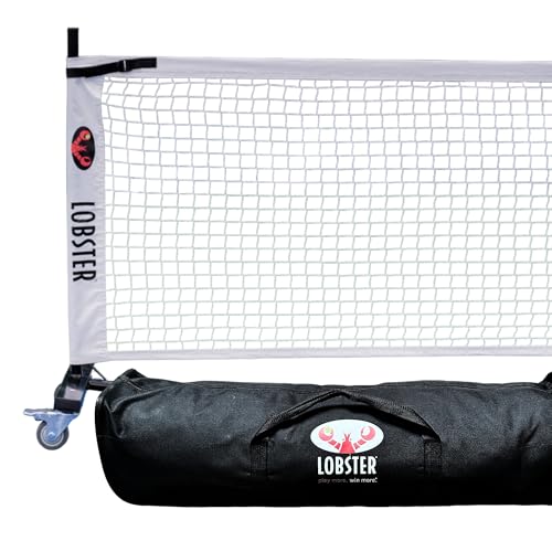 Lobster Sports - Indoor & Outdoor Portable Weatherproof Pickleball Net System with Metal Posts, Official Game Regulation Size, Durable Bag Included