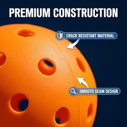 Outdoor Pickleballs, Regulation Size Tournament Pickleball Balls, Durable Pickleball Balls for Outdoor Courts & Training