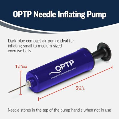 OPTP Needle Inflating Pump - Exercise Ball Pump with Needle for Small to Medium-Sized Exercise and Massage Balls, Portable Ball Pump with Needle for Ball Refill
