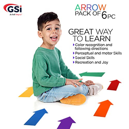 GSi Spot Markers – Non-Slip Non-Toxic Poly Spots – Floor Markers for PE, Sports & Classroom Activities - size: 4.⁠ ⁠Arrow