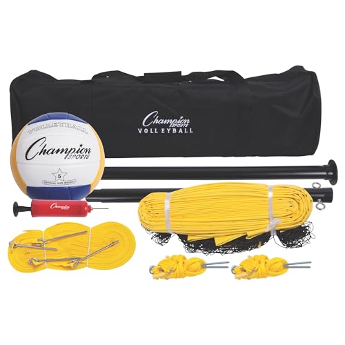 Champion Sports Outdoor Game Sets – Volleyball, Badminton, Tetherball, Bocce & Croquet