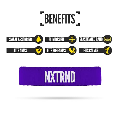 1 Pair Nxtrnd Bicep Bands, Sweat-Absorbent Arm Sweatbands, Football Accessory - color: Purple