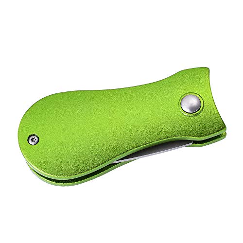 Mile High Life Golf Divot Repair Tool, All Metal Foldable Divot Tool with Pop-up Button & Magnetic Ball Marker - color: Lime Green Bone
