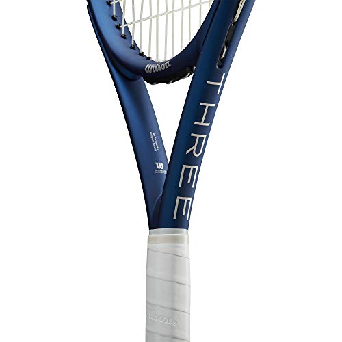 Wilson Triad Three Strung Performance Tennis Racket - Strung with Sensation 16 Natural at Mid Range Tension - size: Grip Size 3 - 4 3/8"