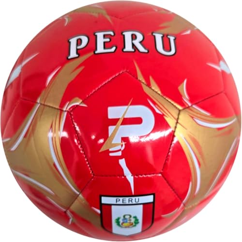 Elite Edition Soccer Ball - Training Soccer Ball – Durable TPU Outdoor Ball – Country Design (USA, Argentina, Brasil, Mexico, Portugal & More) - size: 2, style: PERU