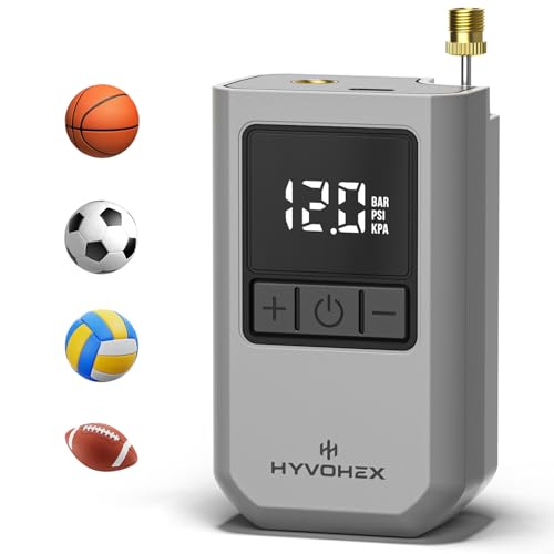 Ball Pump for Sports Balls, Portable Electric Basketball Pump Ultra Fast Inflation, with Digital LED Display Air Pump for Balls, Preset Pressure with Ball Needle for Soccer, Volleyball - color: Grey