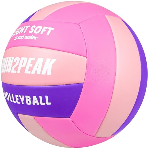 RUN2PEAK Light Soft Volleyball - Light Volleyball Designed for Beginners Kids Youth Teen - Lightweight Volleyballs for Indoor Outdoor Beach Backyard Official Size 5 Training Volley Ball